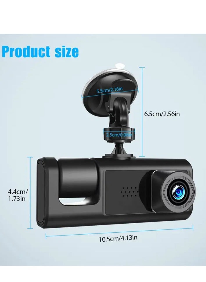 YOMYM YOMYM Dash Cam, Front and Rear Triple Lens Dash Cam 1080P Full HD Car Dash Cam with Iris G Sensor, Night Vision Loop Recording 170° Wide Angle  - Image 3
