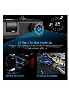 YOMYM YOMYM Dash Cam, Front and Rear Triple Lens Dash Cam 1080P Full HD Car Dash Cam with Iris G Sensor, Night Vision Loop Recording 170° Wide Angle  - Image 5