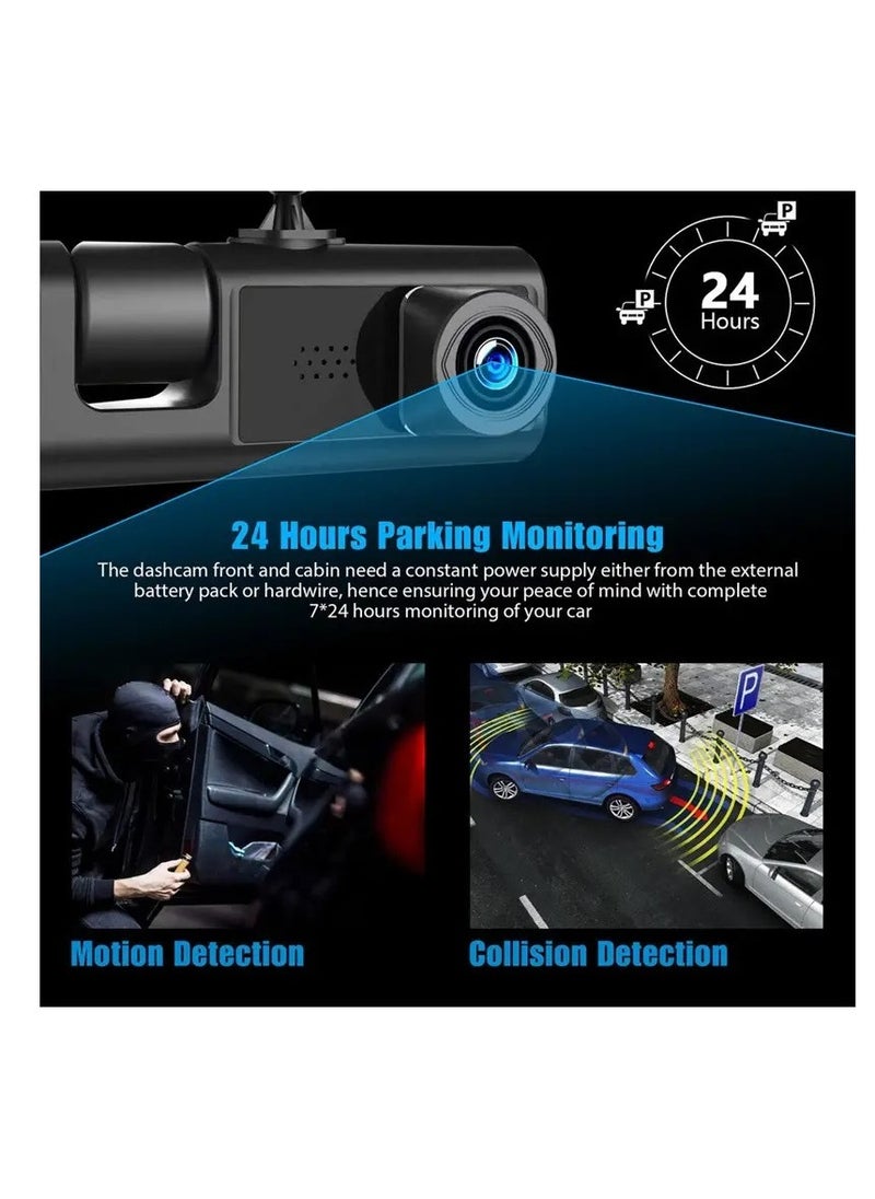 YOMYM YOMYM Dash Cam, Front and Rear Triple Lens Dash Cam 1080P Full HD Car Dash Cam with Iris G Sensor, Night Vision Loop Recording 170° Wide Angle  - Image 5