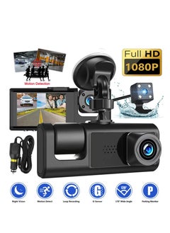 YOMYM YOMYM Dash Cam, Front and Rear Triple Lens Dash Cam 1080P Full HD Car Dash Cam with Iris G Sensor, Night Vision Loop Recording 170° Wide Angle  - Image 4