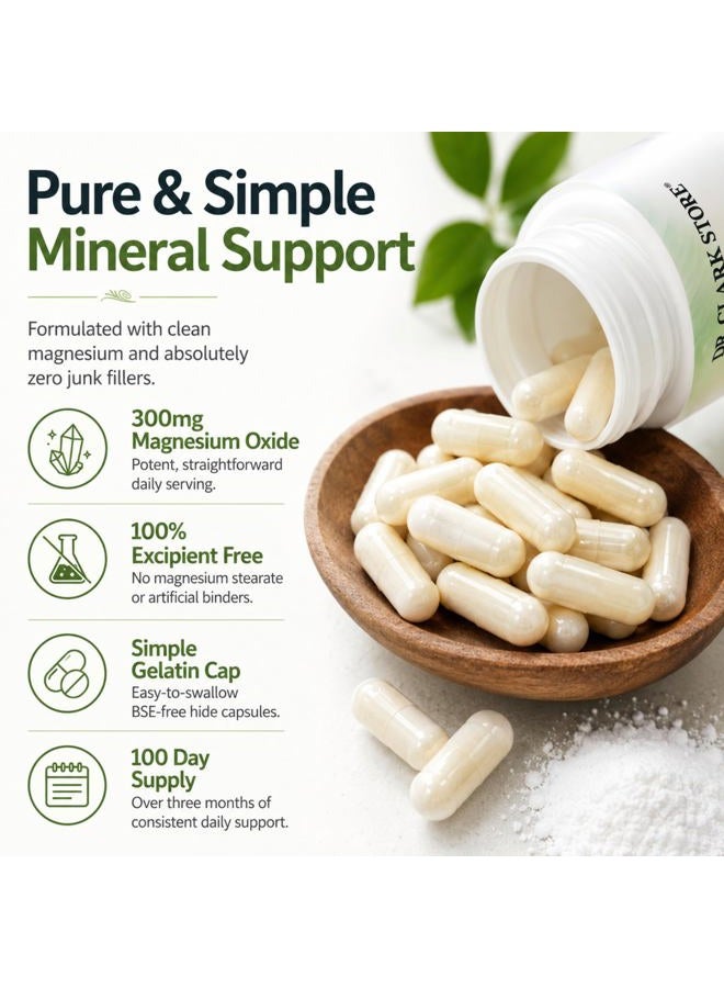 Dr Clark Store Magnesium Oxide Supplement, 300mg, 100 Gelatin Capsules - Image 3