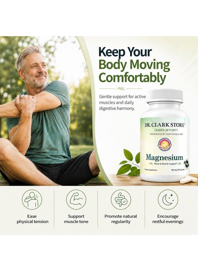 Dr Clark Store Magnesium Oxide Supplement, 300mg, 100 Gelatin Capsules - Image 2