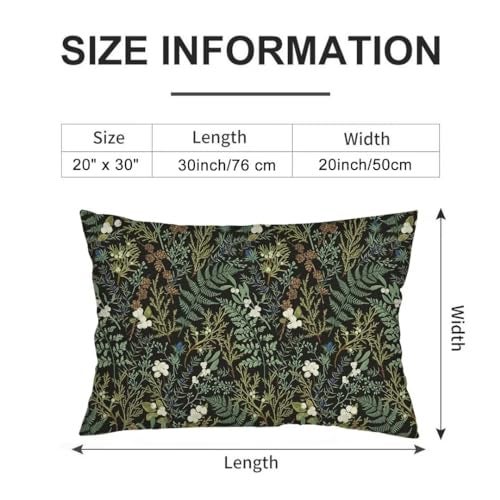 AELMARNEE Green Plant Throw Pillow Cover Queen Size Set of 2 Black Green Botanical Leaf Pillowcases Vintage Floral Lumbar Pillow Case Standard Pillow Cases with Zipper Decorative Cushion Covers for Bed,20"x30" - Image 5