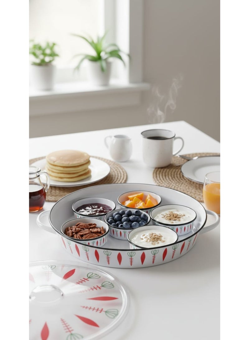 صينية إفطار بغطاء مع زبديات تقديم - Image 2