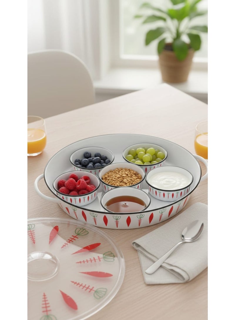 صينية إفطار بغطاء مع زبديات تقديم - Image 3