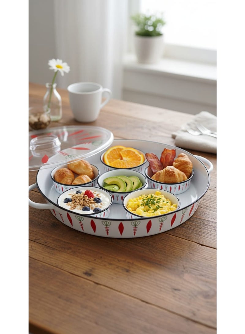 صينية إفطار بغطاء مع زبديات تقديم - Image 1