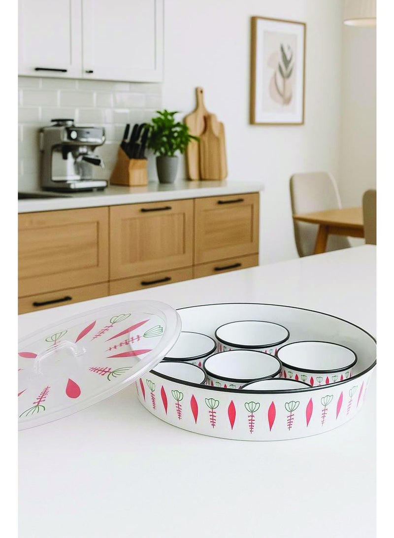 صينية إفطار بغطاء مع زبديات تقديم - Image 5