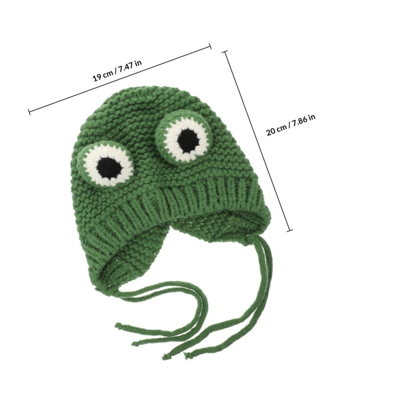 Healed Soft Knitted Plush Beanie Hat Thick Winter Headwear for Infants 43-48cm Green - Image 3
