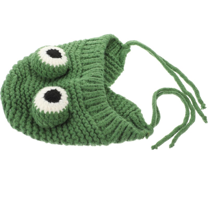 Healed Soft Knitted Plush Beanie Hat Thick Winter Headwear for Infants 43-48cm Green - Image 2