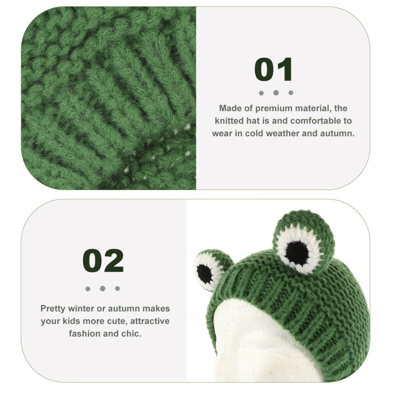 Healed Soft Knitted Plush Beanie Hat Thick Winter Headwear for Infants 43-48cm Green - Image 4