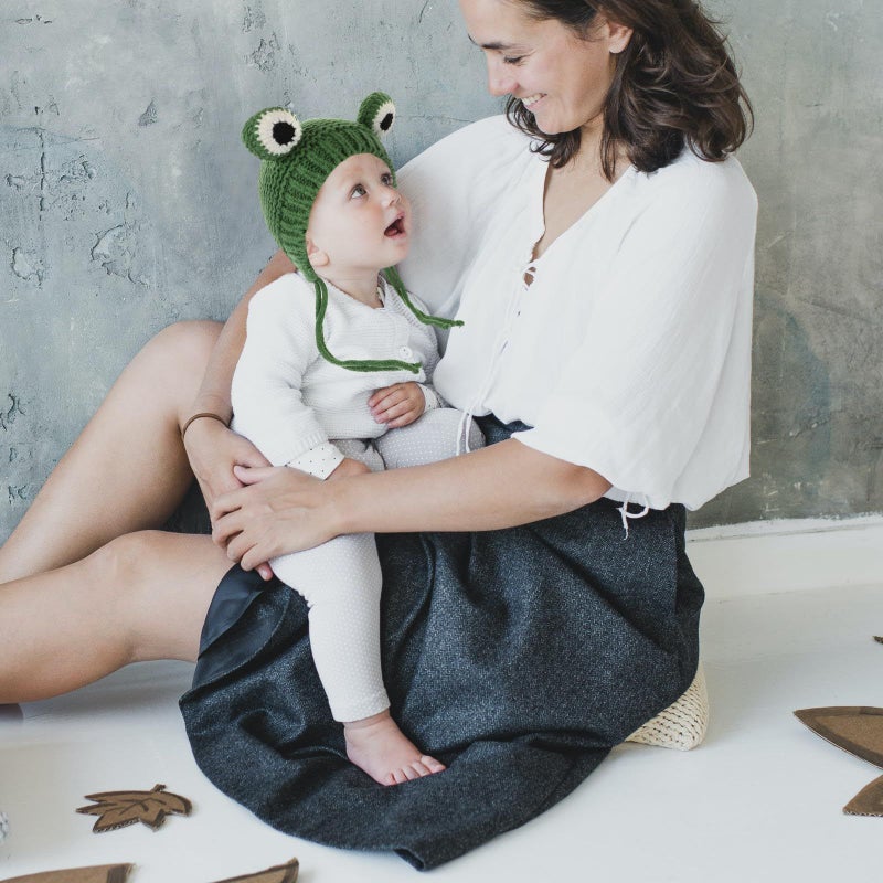 Healed Soft Knitted Plush Beanie Hat Thick Winter Headwear for Infants 43-48cm Green - Image 5
