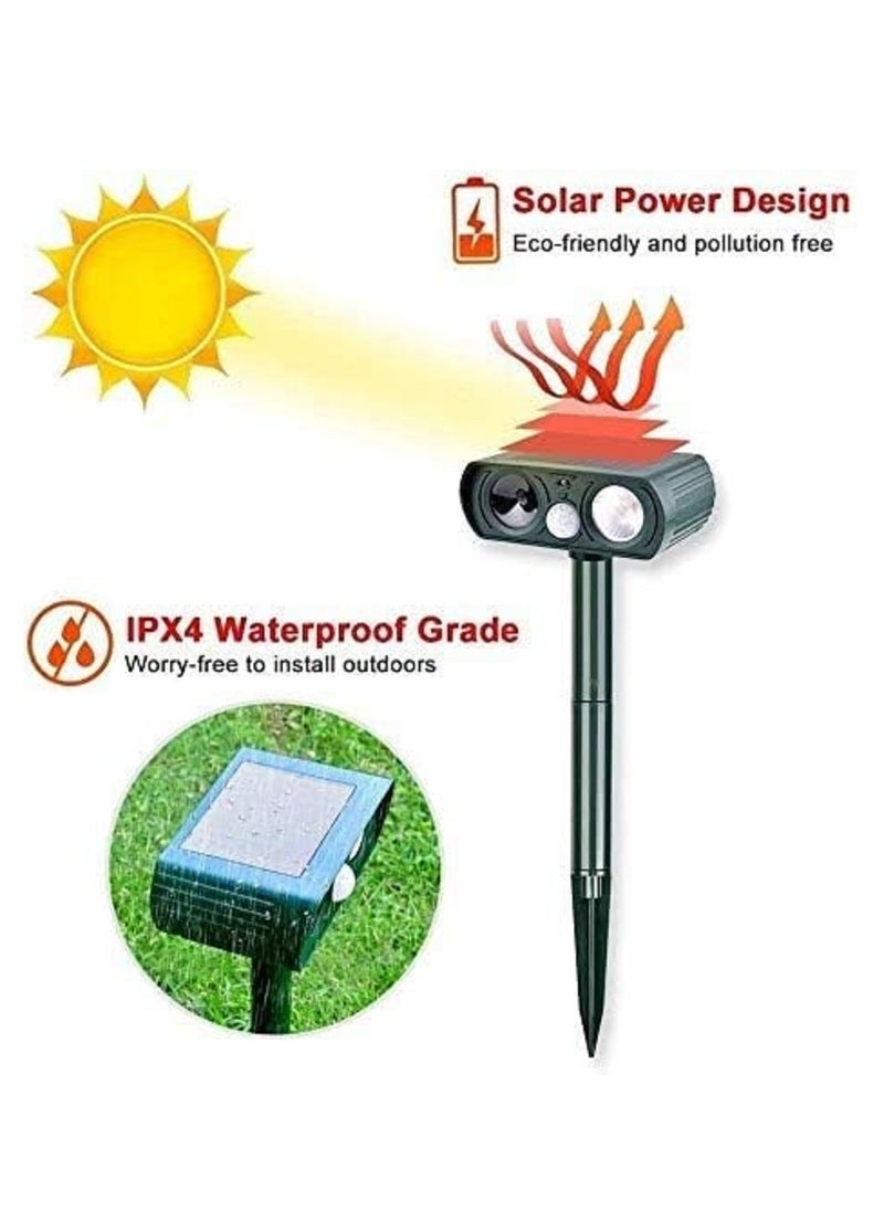 Gerenic - Ultrasonic Cat Repellent Repellent with Motion Activated Sensor Flashing Light Ground Stake Waterproof Cat Deterant - Image 1