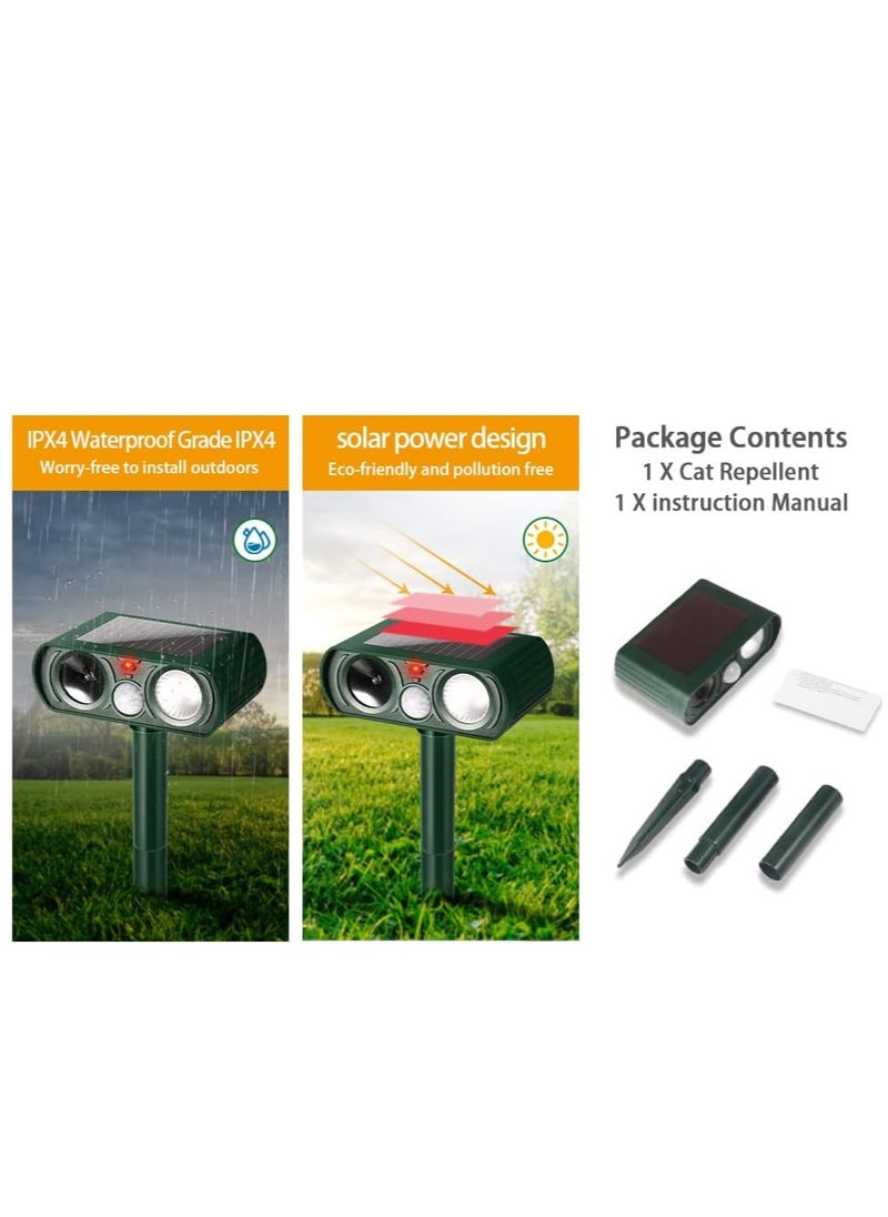 Gerenic - Ultrasonic Cat Repellent Repellent with Motion Activated Sensor Flashing Light Ground Stake Waterproof Cat Deterant - Image 1