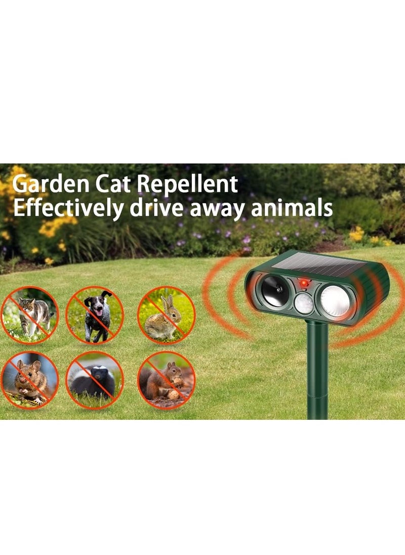 Gerenic - Ultrasonic Cat Repellent Repellent with Motion Activated Sensor Flashing Light Ground Stake Waterproof Cat Deterant - Image 1