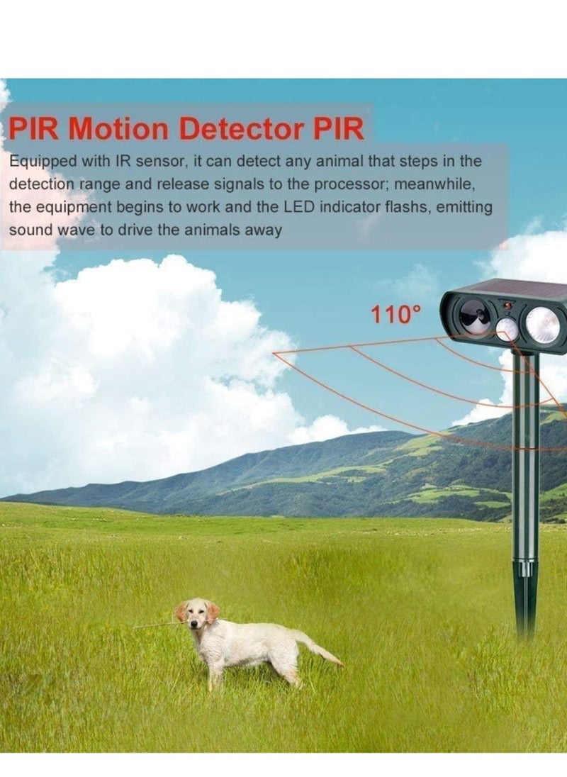 Gerenic - Ultrasonic Cat Repellent Repellent with Motion Activated Sensor Flashing Light Ground Stake Waterproof Cat Deterant - Image 1