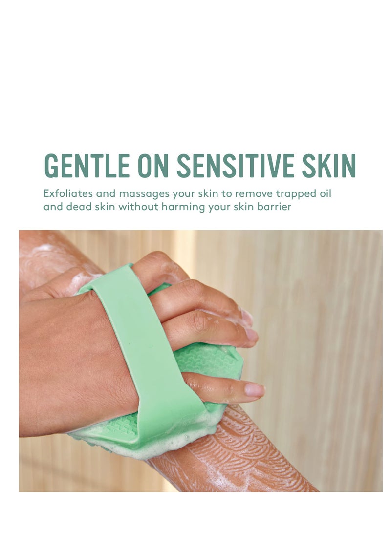 SYOSI Antimicrobial Silicone Body Scrubber for Sensitive Skin, Eco-Friendly, Lathers Well, and Charcoal-Infused for a Deep Clean,Get Softer, Healthier Skin (Mint) - Image 3