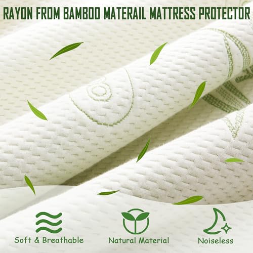 Parkdeny Cal King Size Waterproof Mattress Protector, Premium Cooling Viscose from Bamboo Mattress Pad, Breathable, Noiseless, Cooling & Machine-Washable Bed Cover with 21" Deep Pocket - Image 2