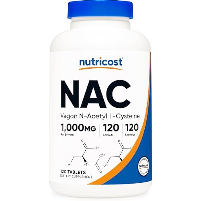 Nutricost N-Acetyl L-Cysteine (NAC) 1000 mg, 120 Vegan Tablets - GMO Free, Gluten Free, Vegetarian Supplement - Image 1