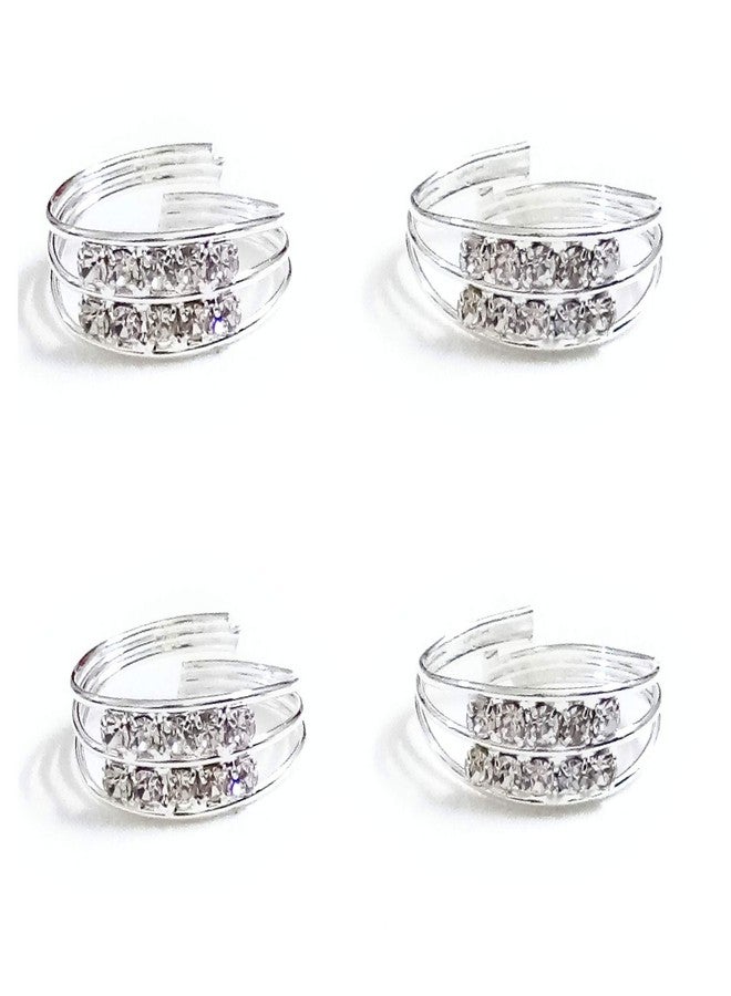 SMARNN Toerings Bichiya Silver Plated Colorful Meenakari, Long Design, Adjustable Size Ethnic Foot Ring toering Bichiya for Women Traditional (Pack of 4) - Image 1
