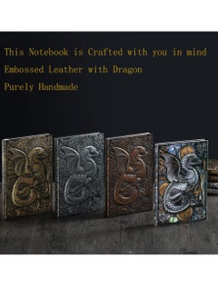 KASTWAVE Embossed Leather Journal Writing Notebook, A5 Antique Leather Journal Notebook Writing Notebook Decoration Book Retro Dragon Hardcover Diary for Women Men Gifts  - Image 5