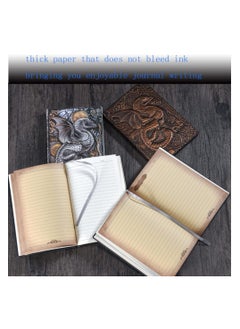 KASTWAVE Embossed Leather Journal Writing Notebook, A5 Antique Leather Journal Notebook Writing Notebook Decoration Book Retro Dragon Hardcover Diary for Women Men Gifts  - Image 3