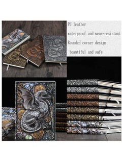 KASTWAVE Embossed Leather Journal Writing Notebook, A5 Antique Leather Journal Notebook Writing Notebook Decoration Book Retro Dragon Hardcover Diary for Women Men Gifts  - Image 4