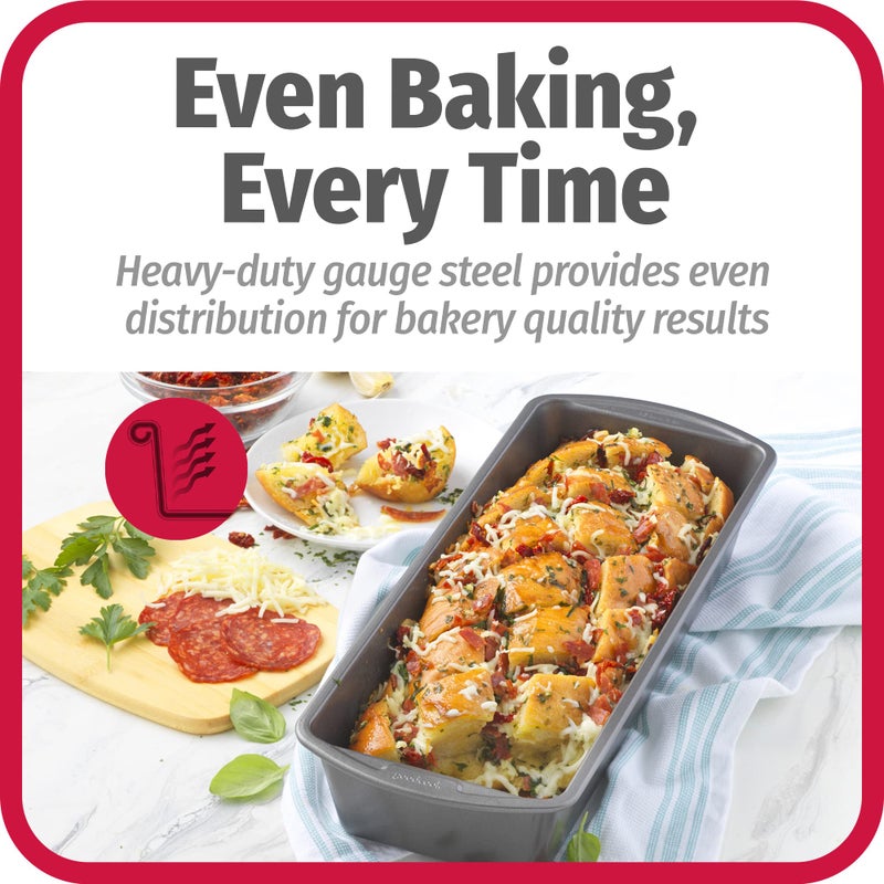 GoodCook Set of 2 Extra Large 13" x 5" Nonstick Steel Bread Loaf Pans, Gray - Set of Two Loaf Pans, Even Heat Distribution, Scratch-Resistant Nonstick Coating, Durable Construction, Easy to Clean - Image 3