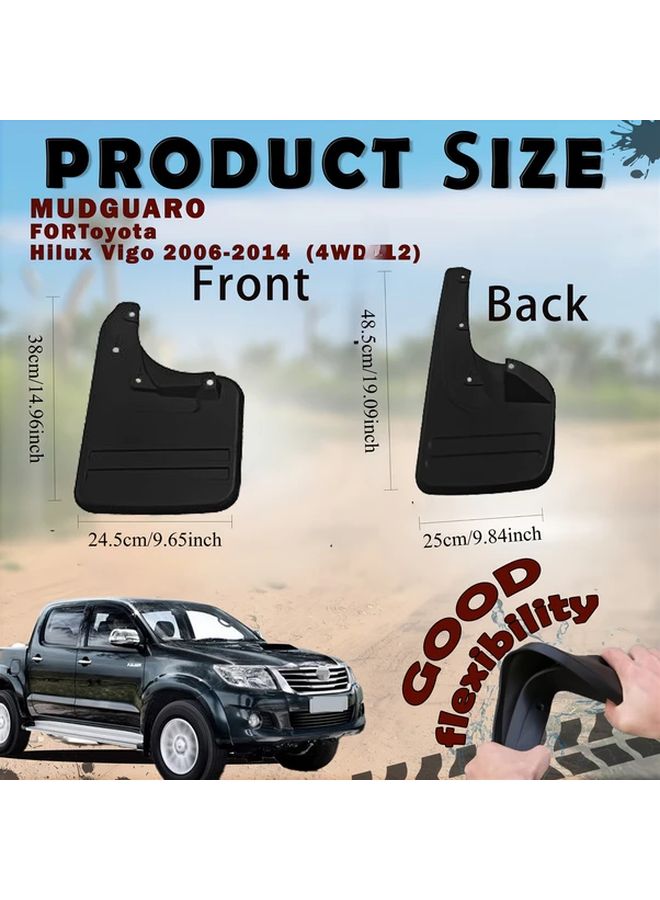 4Pcs Black Mudguard Set For Toyota Hilux Vigo 2006 2014 Front Rear Tire Protection - Image 4