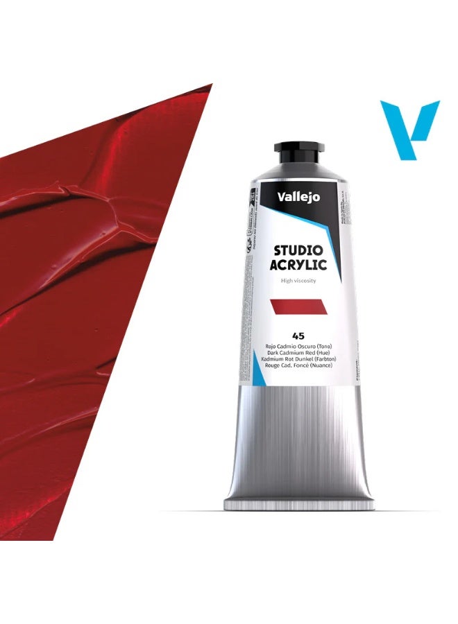 فاليجو طلاء أكريليك ستوديو، أحمر كادميوم داكن، 125 مل، رقم 45 - لون فني احترافي