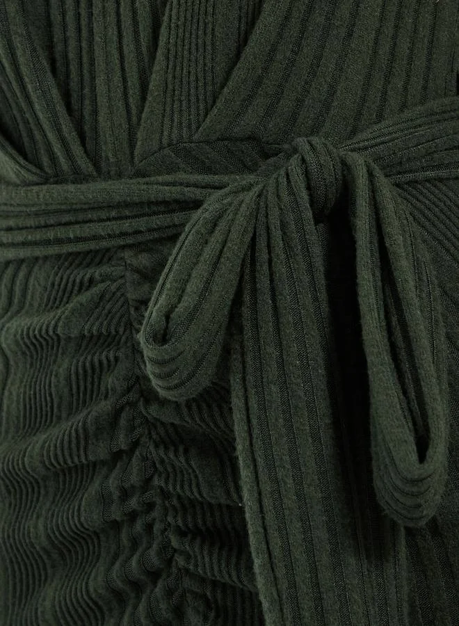 Styli Ribbed Tie-Waist Dress