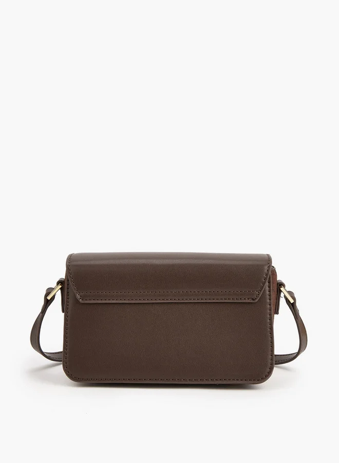 Flora Bella By Shoexpress Textured Crossbody Bag with Button Closure