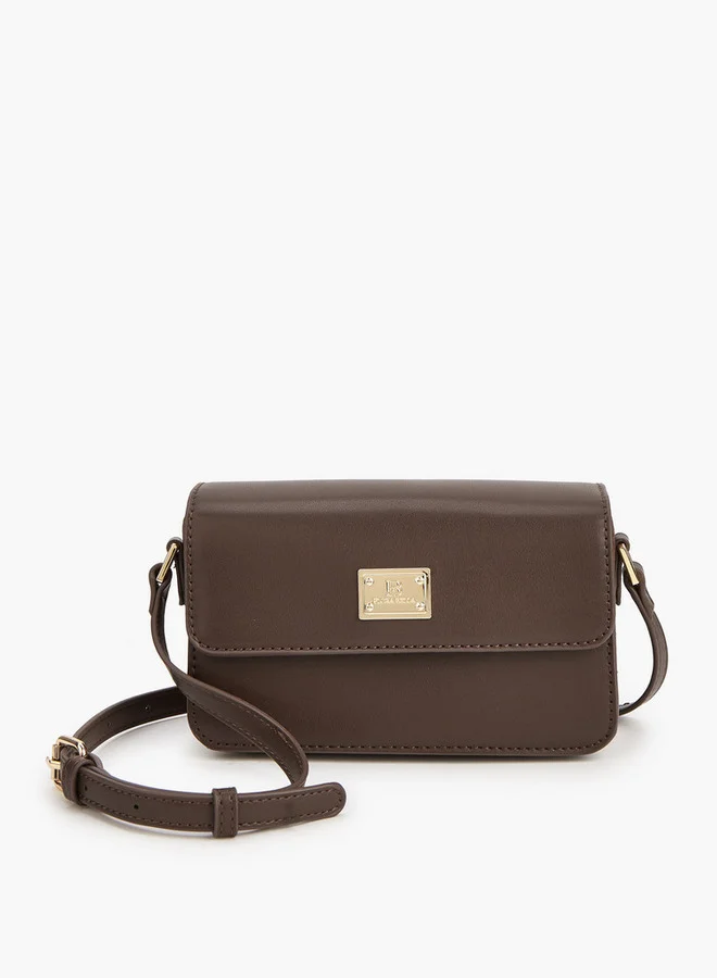 Flora Bella By Shoexpress Textured Crossbody Bag with Button Closure