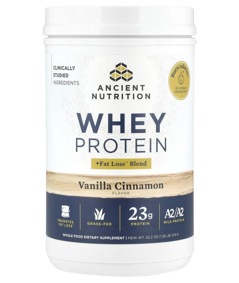 Ancient Nutrition Whey Protein + Fat Loss Blend Vanilla Cinnamon 1.26 lb (572 g)