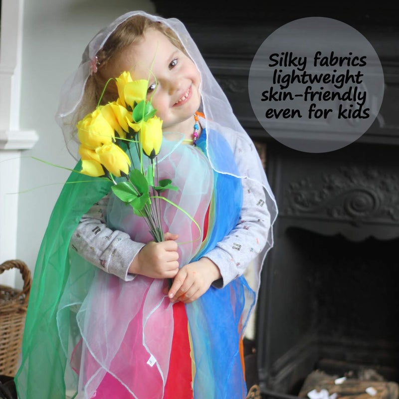 Novelty Place 12 Pcs Dance and Juggling Scarves - Silk Square Scarf with Hemmed Edges - Easy Clean Ideal Performance Props Accessories - 6 Colors(24" x 24") - Image 5