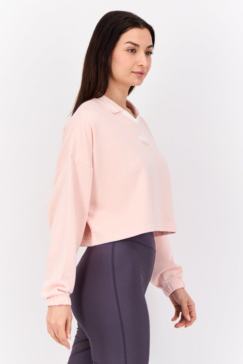 PUMA Women Oversized Brand Logo Long Sleeves Outdoor Crew Sweatshirt, Pink - Image 4