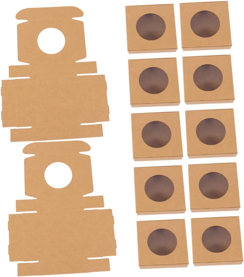 Outanaya 15pcs Kraft Paper Bakery Boxes with Window Durable Cookie Wrapping Boxes for Cakes Desserts and Gifts Safe Practical for Parties and Events - Image 1