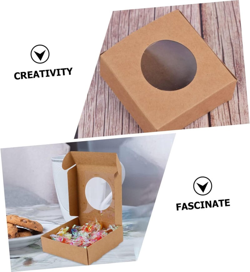 Outanaya 15pcs Kraft Paper Bakery Boxes with Window Durable Cookie Wrapping Boxes for Cakes Desserts and Gifts Safe Practical for Parties and Events - Image 4