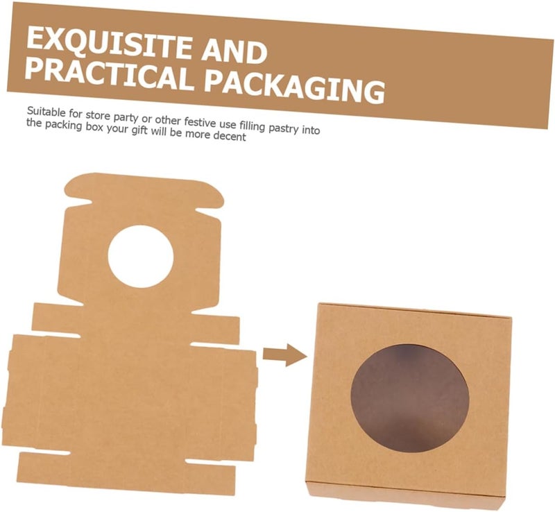 Outanaya 15pcs Kraft Paper Bakery Boxes with Window Durable Cookie Wrapping Boxes for Cakes Desserts and Gifts Safe Practical for Parties and Events - Image 2