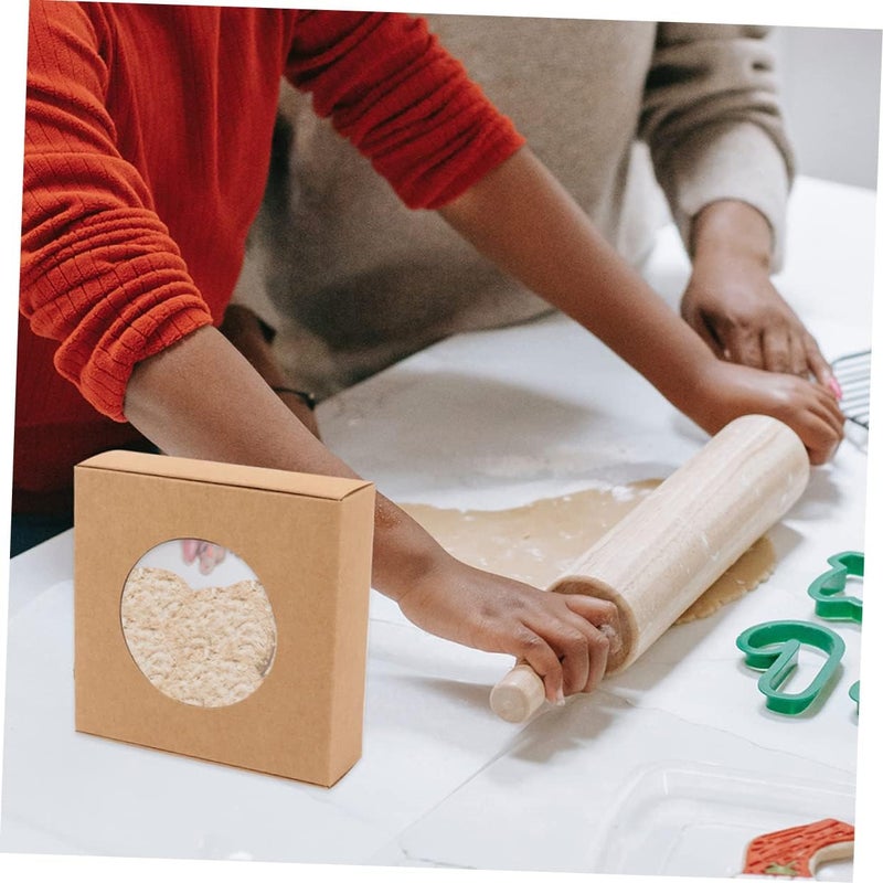 Outanaya 15pcs Kraft Paper Bakery Boxes with Window Durable Cookie Wrapping Boxes for Cakes Desserts and Gifts Safe Practical for Parties and Events - Image 3