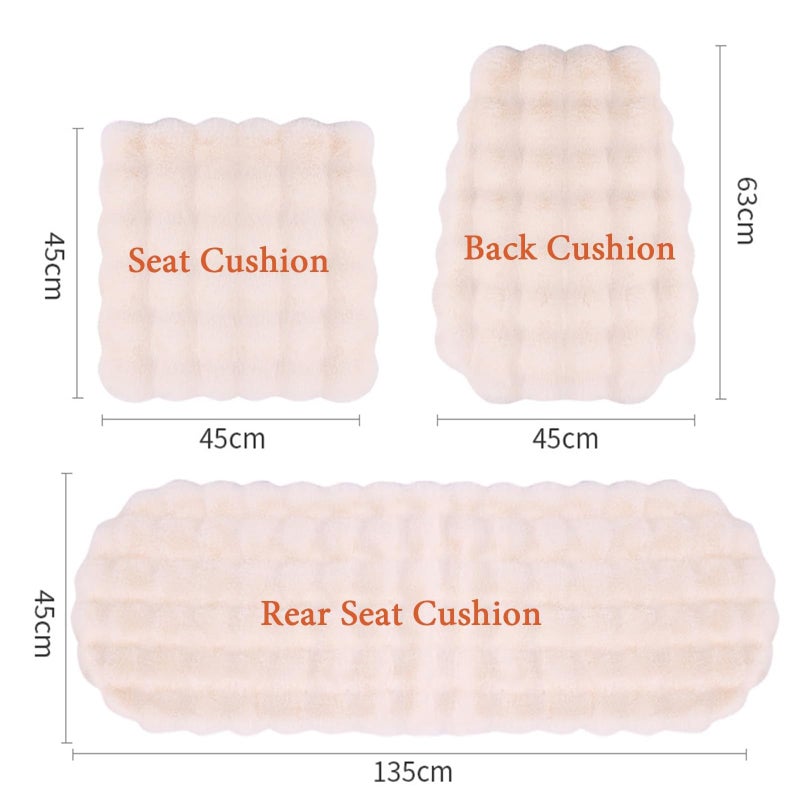 EDVKLNG Luxury Thickened Plush Car Seat Cushion Set,Soft Fluffy Protector Warm Faux Rabbit Fur Non-Slip Front and Back Seat Covers (Pink,6pcs) - Image 5