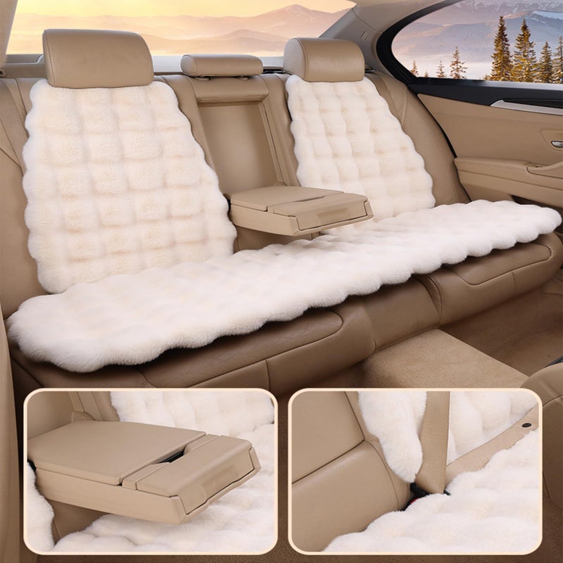 EDVKLNG Luxury Thickened Plush Car Seat Cushion Set,Soft Fluffy Protector Warm Faux Rabbit Fur Non-Slip Front and Back Seat Covers (Pink,6pcs) - Image 3