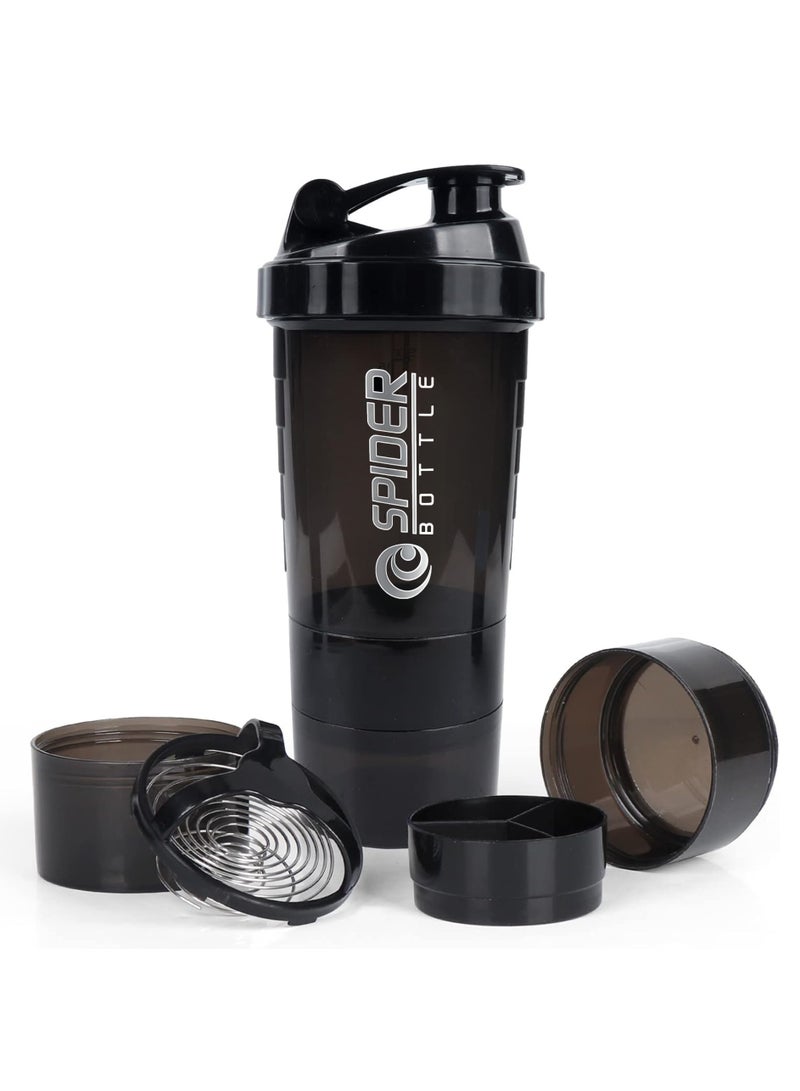 Generic Shaker Bottle,16oz Shaker Cup,Protein Shaker Bottle with Storage & Shaker Ball,GYM Shaker Bottles for Protein Shakes,Sports Shake Mixer Bottle,100% Leak Proof,BPA Free,3 Layer (Black) - Image 1