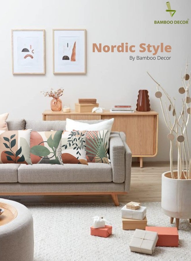 Bamboo Decor | Set Of 4 Cushions Covers Size (45x45) CM-(18x18) IN Hidden Side Zipper Contemporary Printed Design Throw Pillow Covers -Decorative Pillow Cases For Bed -Sofa- Lounge Chair (Nordic) - Image 4