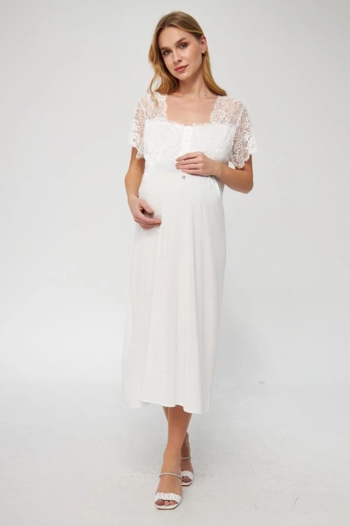 بيرول جاي 3044 Ecru Pregnant Postpartum New Season Nightgown Dressing Gown Tk
