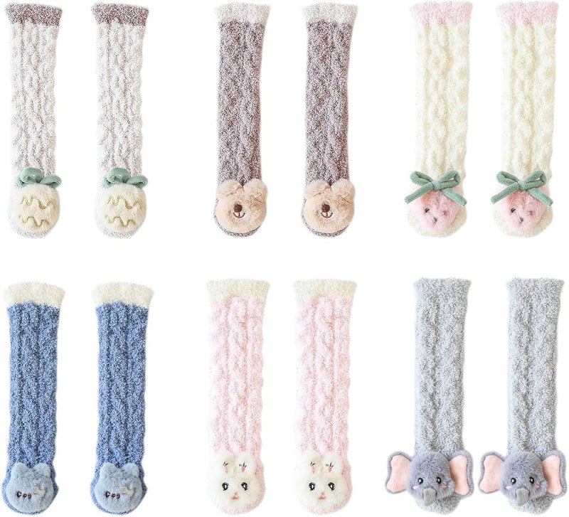 comfrt 3D Baby Winter Fluffy Fuzzy Slipper Socks - Cute Animal Socks for Baby - Soft and Cozy Winter Baby Stockings Slipper - Image 1