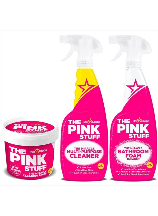 Stardrops The Pink Stuff - The Miracle Cleaning Paste, Multi-Purpose Spray, And Bathroom Foam 3-Pack Bundle - Image 1