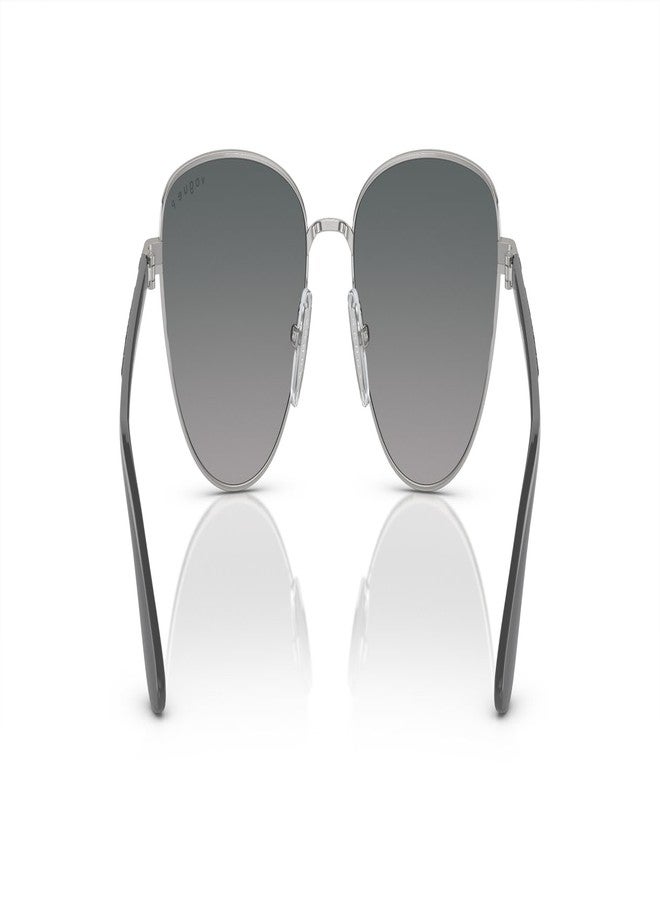 Vogue Eyewear Women's VO4286S Cat Eye Sunglasses, Silver/Polarized Grey Gradient Blue, 56 mm - Image 4