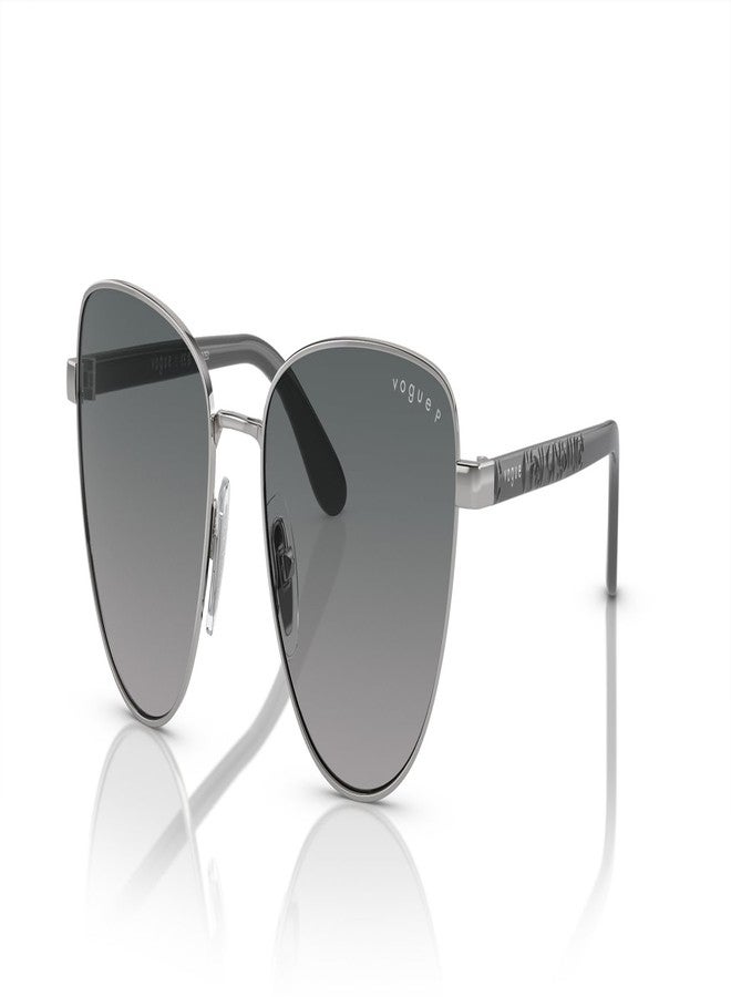 Vogue Eyewear Women's VO4286S Cat Eye Sunglasses, Silver/Polarized Grey Gradient Blue, 56 mm - Image 2