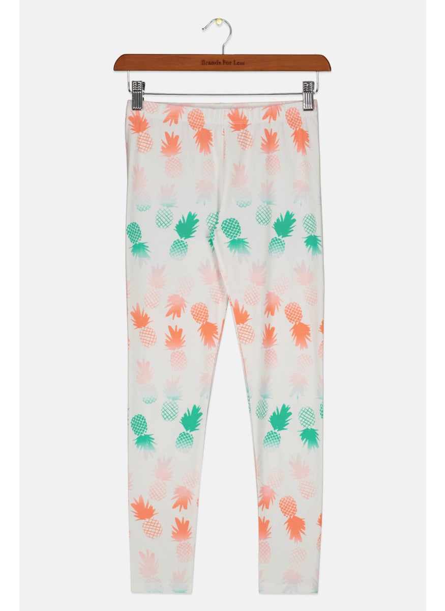 Epic Threads Kids Girl All Over Print Pull On Leggings, Angel White  - Image 1
