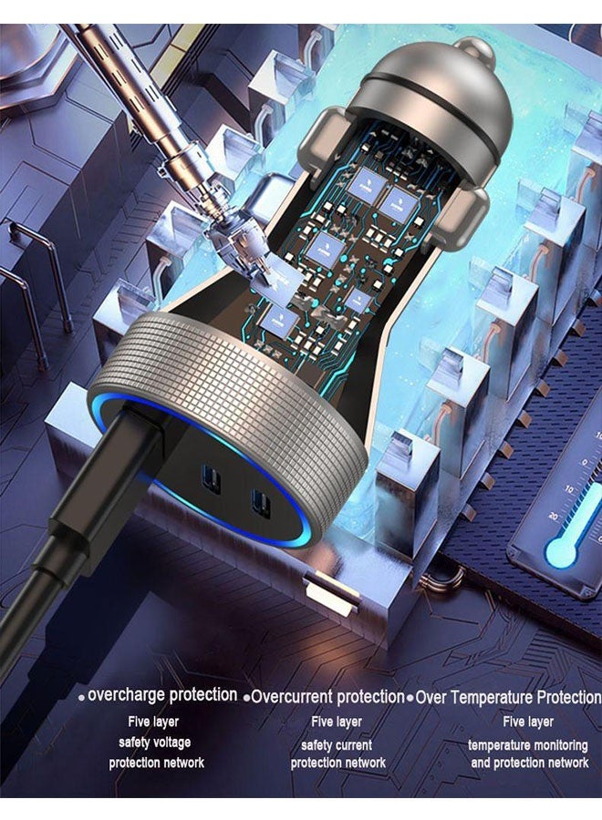 USB-C Car Charger, 3 Port Compact Fast Charger, Car Adapter for iPhone 16/16 Plus/16 Pro/16 Pro Max/15 Series, Galaxy S25/S24/S23, MacBook Pro, iPad Air, and More, USB-C to C Cable, Black - Image 5